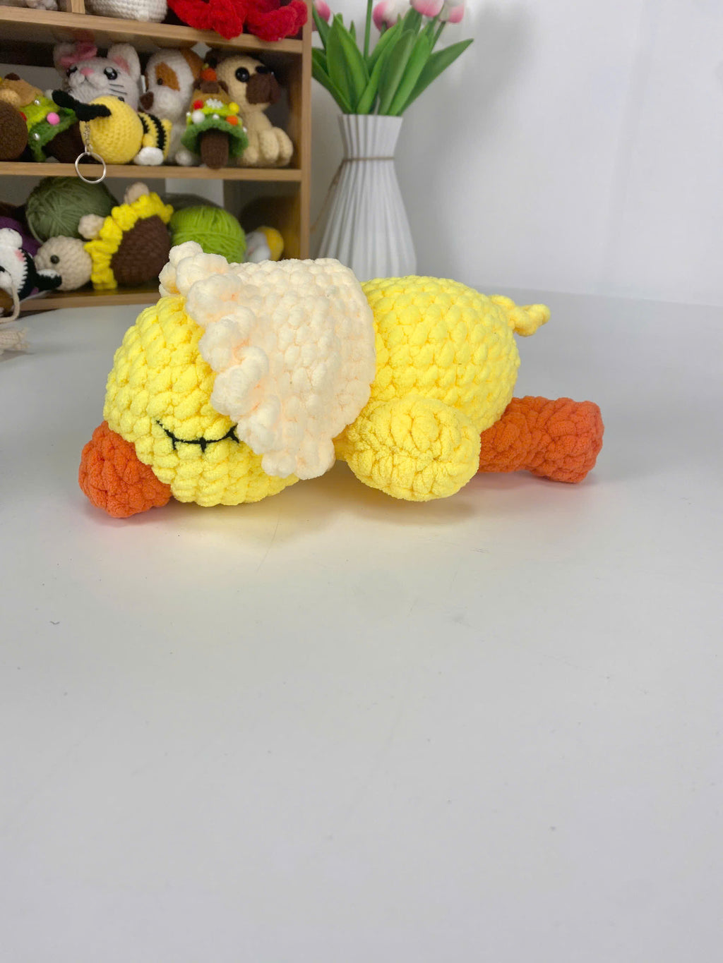 Yellow Duck Amigurumi Crochet Pattern, Sleeping Duck Toy (PDF)