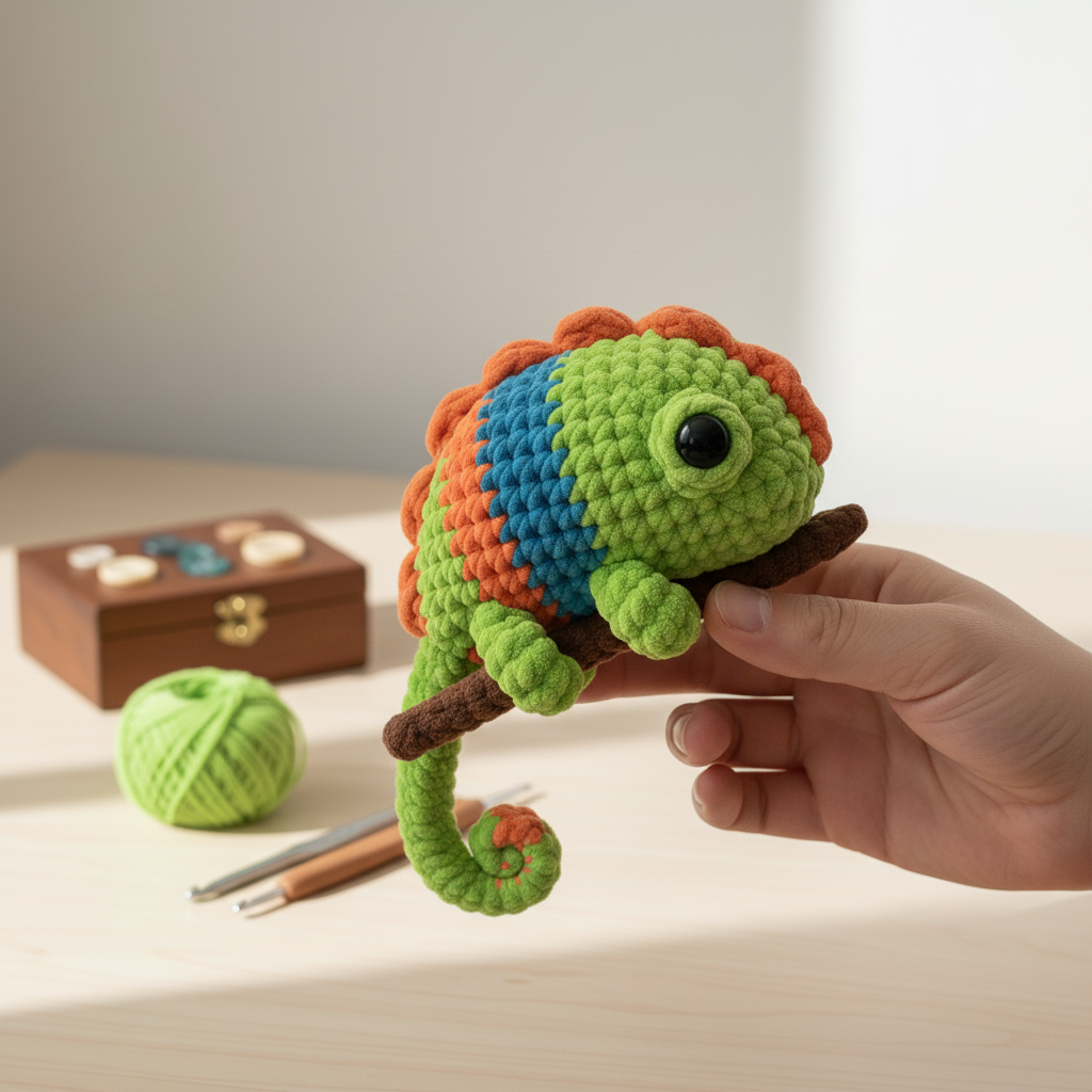 Chameleon Crochet Pattern, Amigurumi Chameleon Pattern, Cute Colorful Lizard Crochet