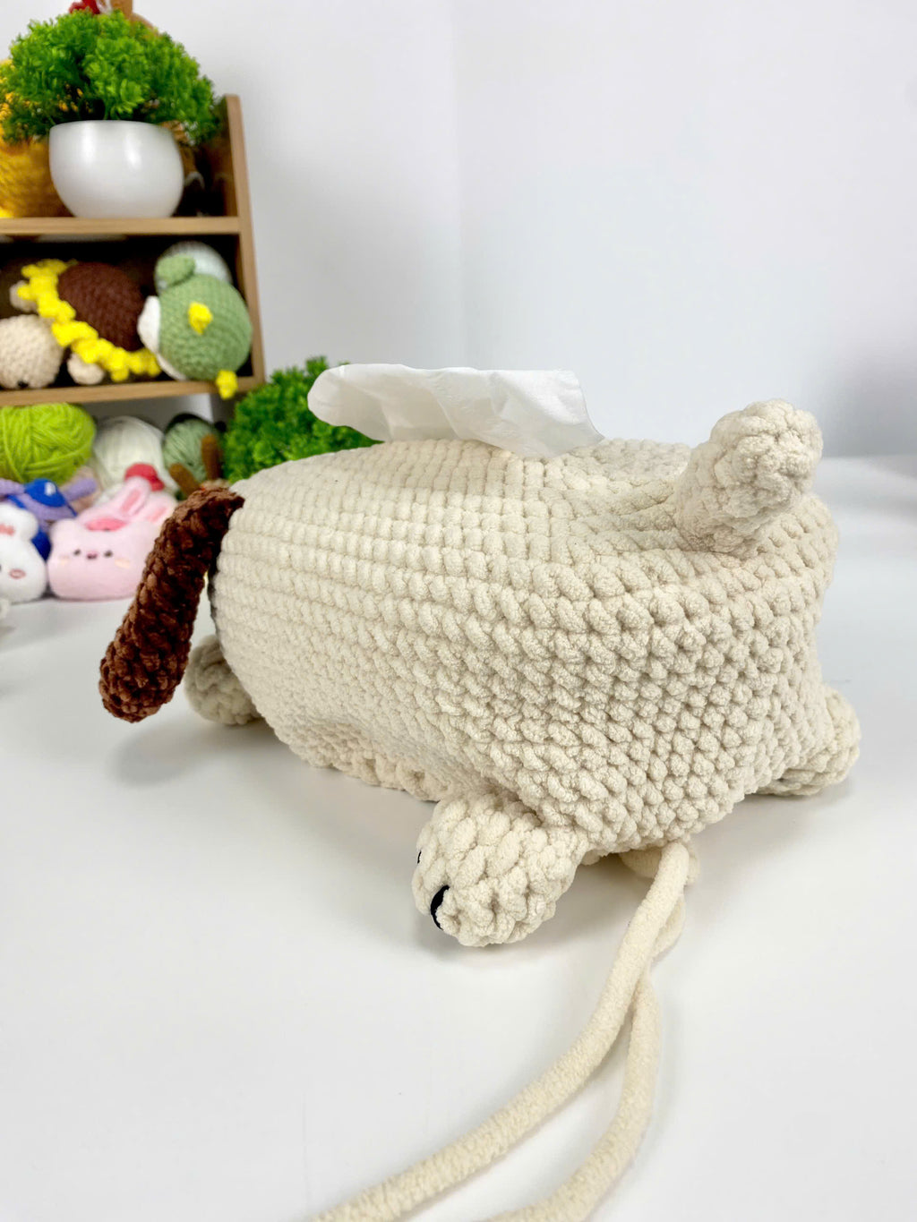 Crochet Brown Dog Tissue Box Cover Pattern: Amigurumi PDF (Digital Download)