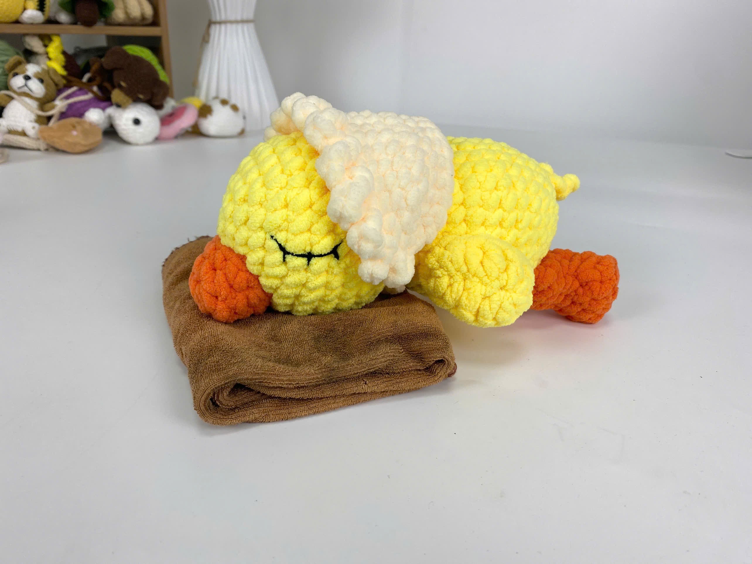 Yellow Duck Amigurumi Crochet Pattern, Sleeping Duck Toy (PDF)