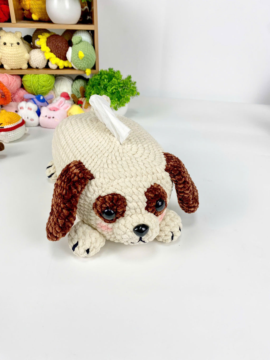 Crochet Brown Dog Tissue Box Cover Pattern: Amigurumi PDF (Digital Download)