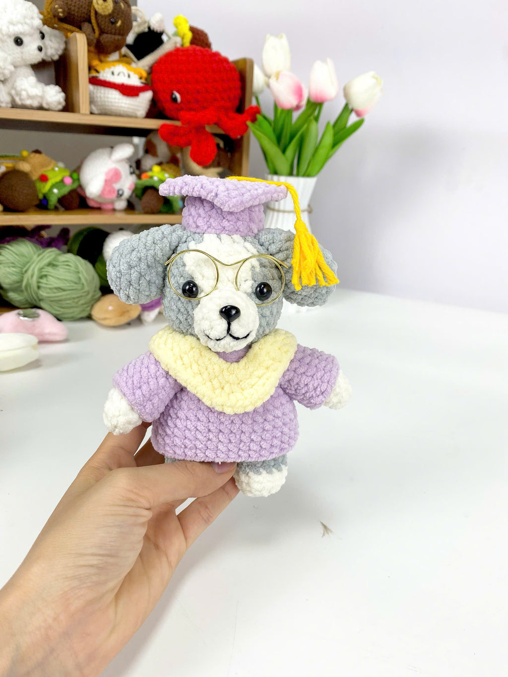 Bachelor Dog Crochet Pattern: Amigurumi Graduation Puppy Toy (PDF Pattern)