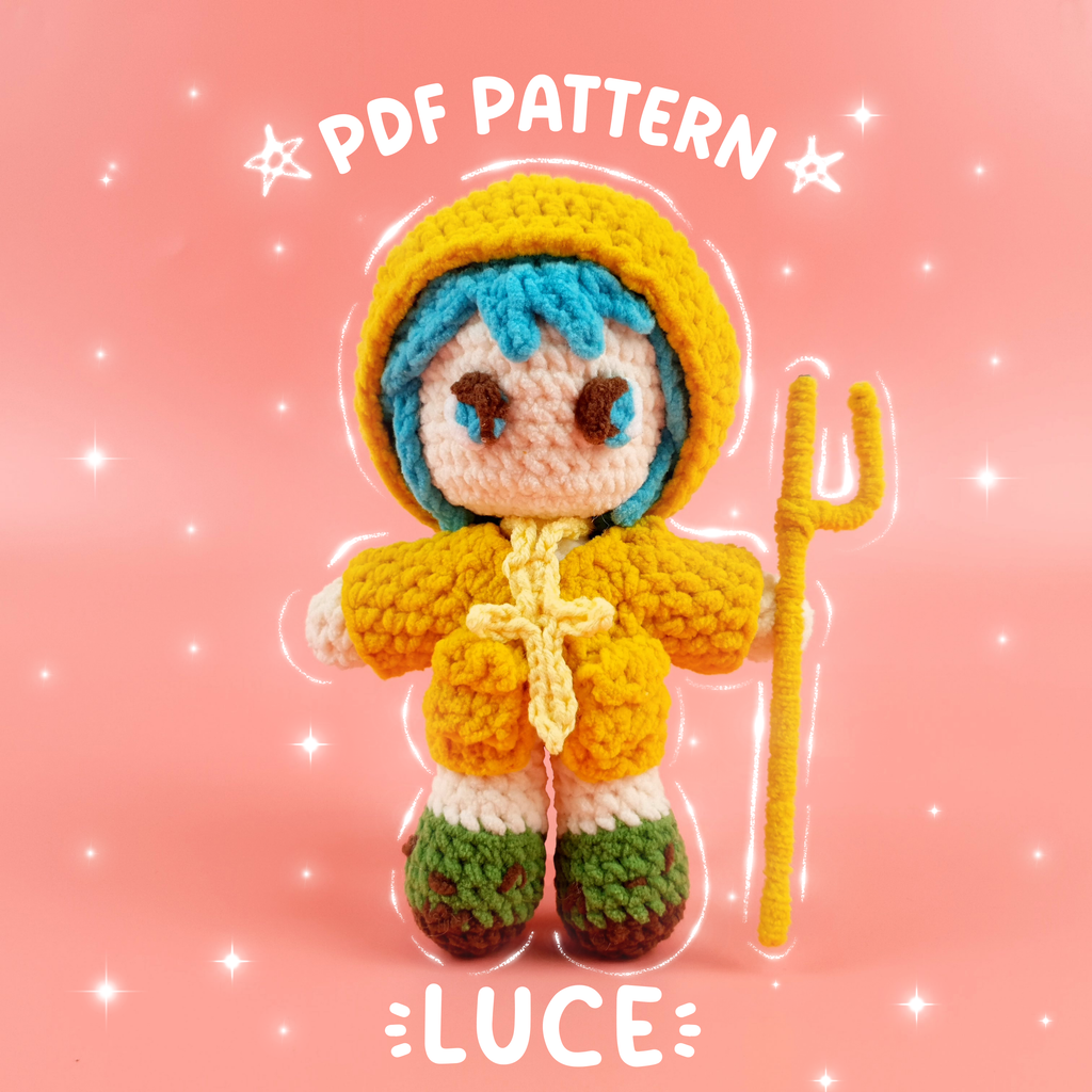 Luce Crochet Pattern PDF, Cute Anime Doll Amigurumi, Hooded Character Crochet, Kawaii Plush Pattern