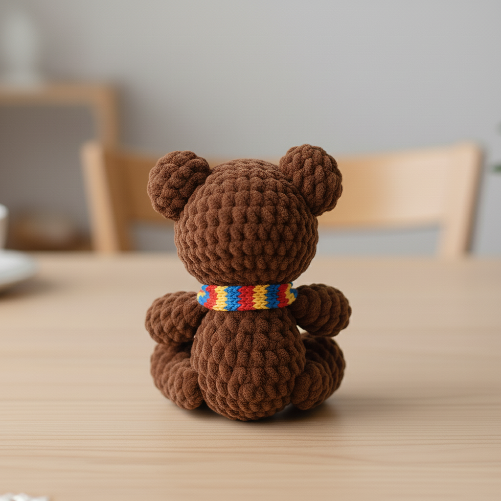 Teddy Bear Crochet Pattern PDF, Rainbow Scarf Bear Amigurumi, Cute Plush Bear Toy