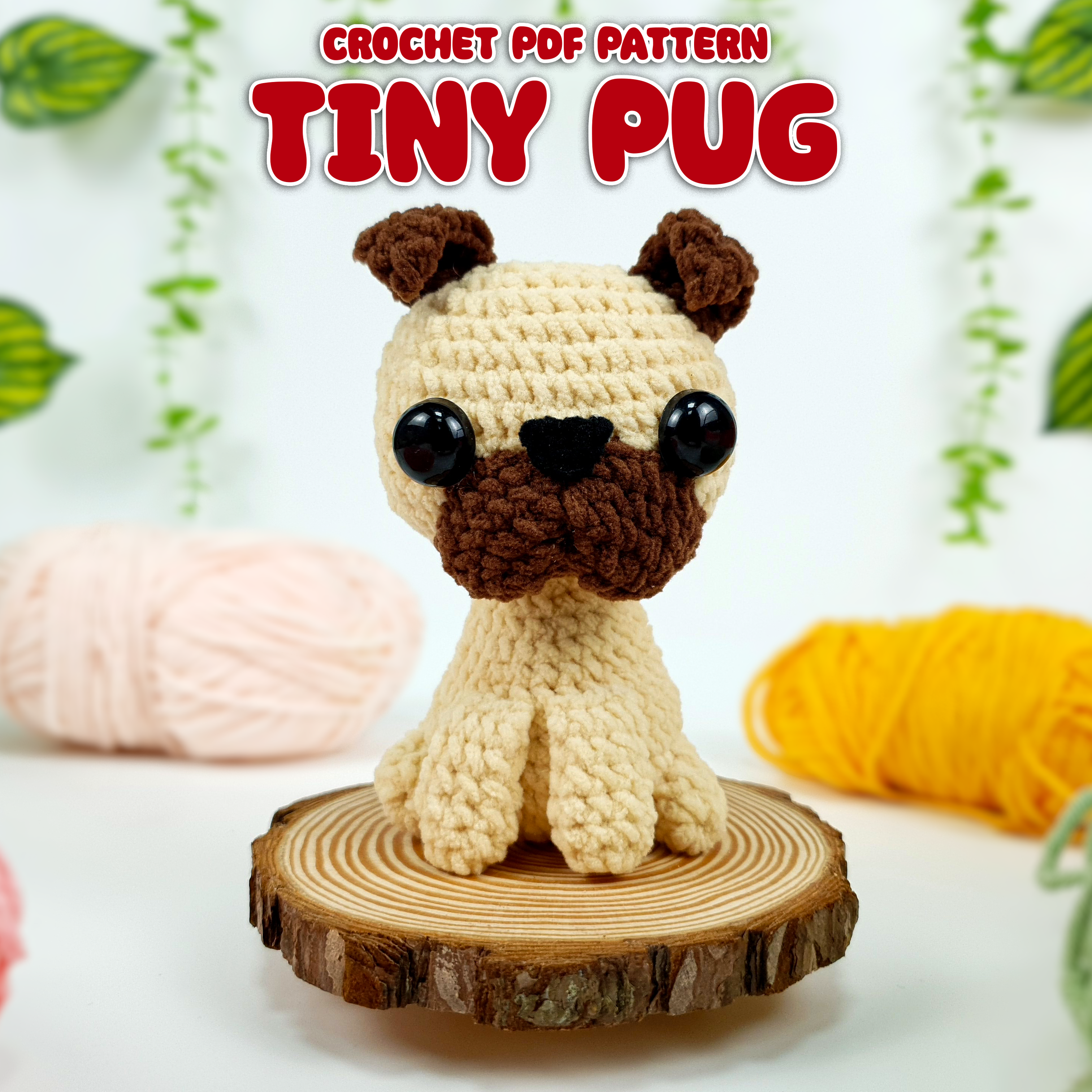 Tiny Crochet Pug Pattern: Amigurumi Puppy Plush (PDF Pattern)