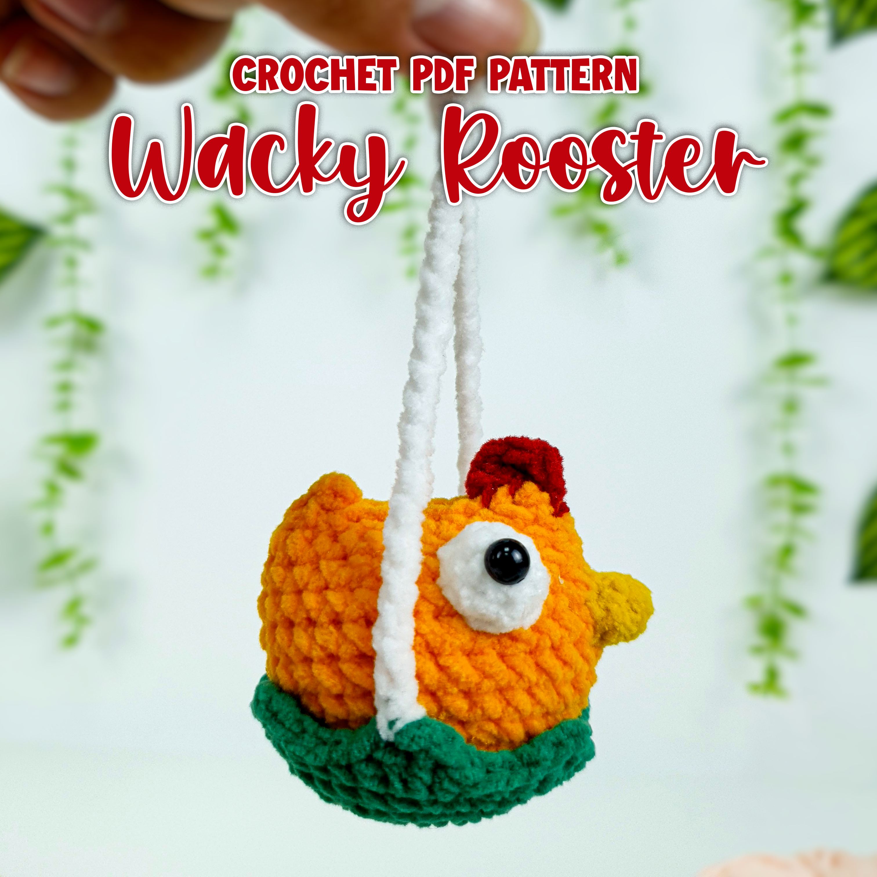 Wacky Rooster Crochet Pattern PDF, Mini Chicken in Eggshell Amigurumi Tutorial