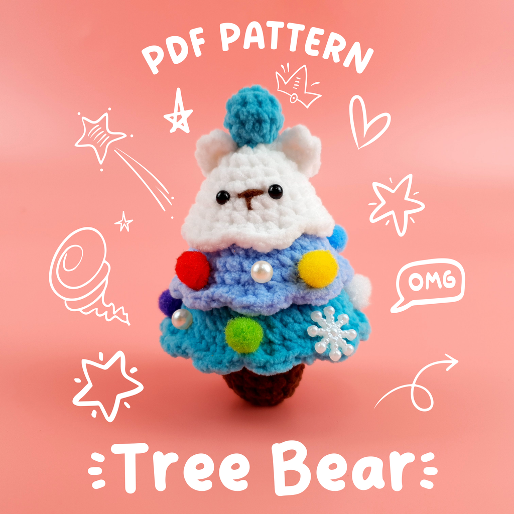 Christmas Tree Bear Crochet Pattern PDF, Cute Bear Amigurumi Ornament, Mini Holiday Crochet Tutorial