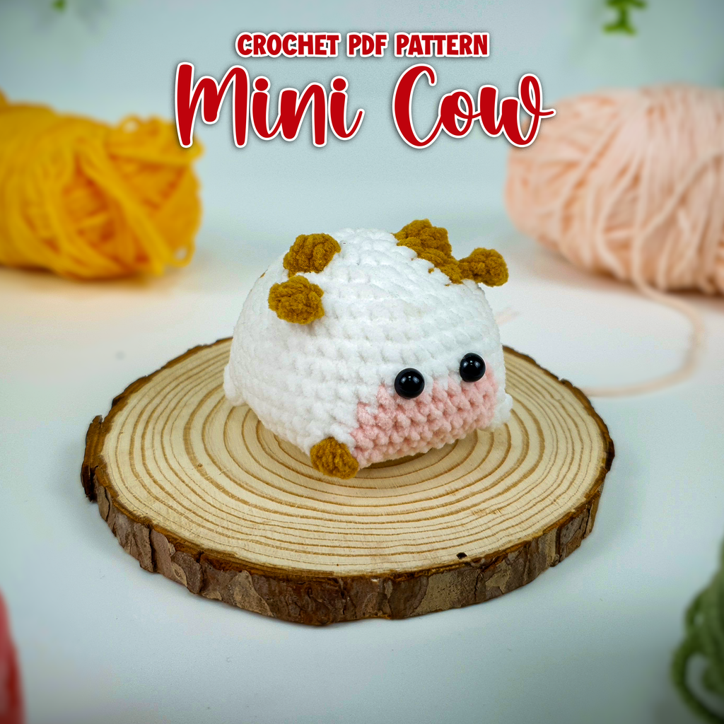 Mini Cow Crochet Pattern PDF, Moochi Amigurumi Tutorial, Cute Pocket Cow Plush