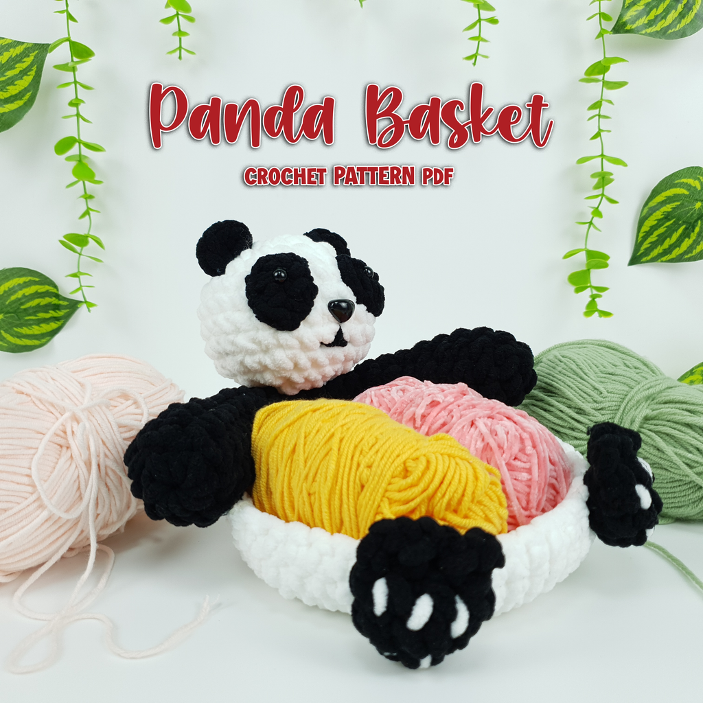 Panda Basket Crochet Pattern PDF, Cute Panda Storage Basket Amigurumi Tutorial