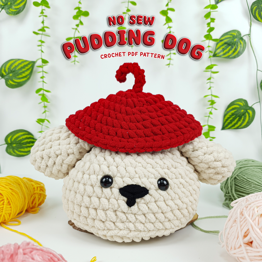 No Sew Pudding Dog Crochet Pattern PDF, Cute Dog Basket Crochet Tutorial