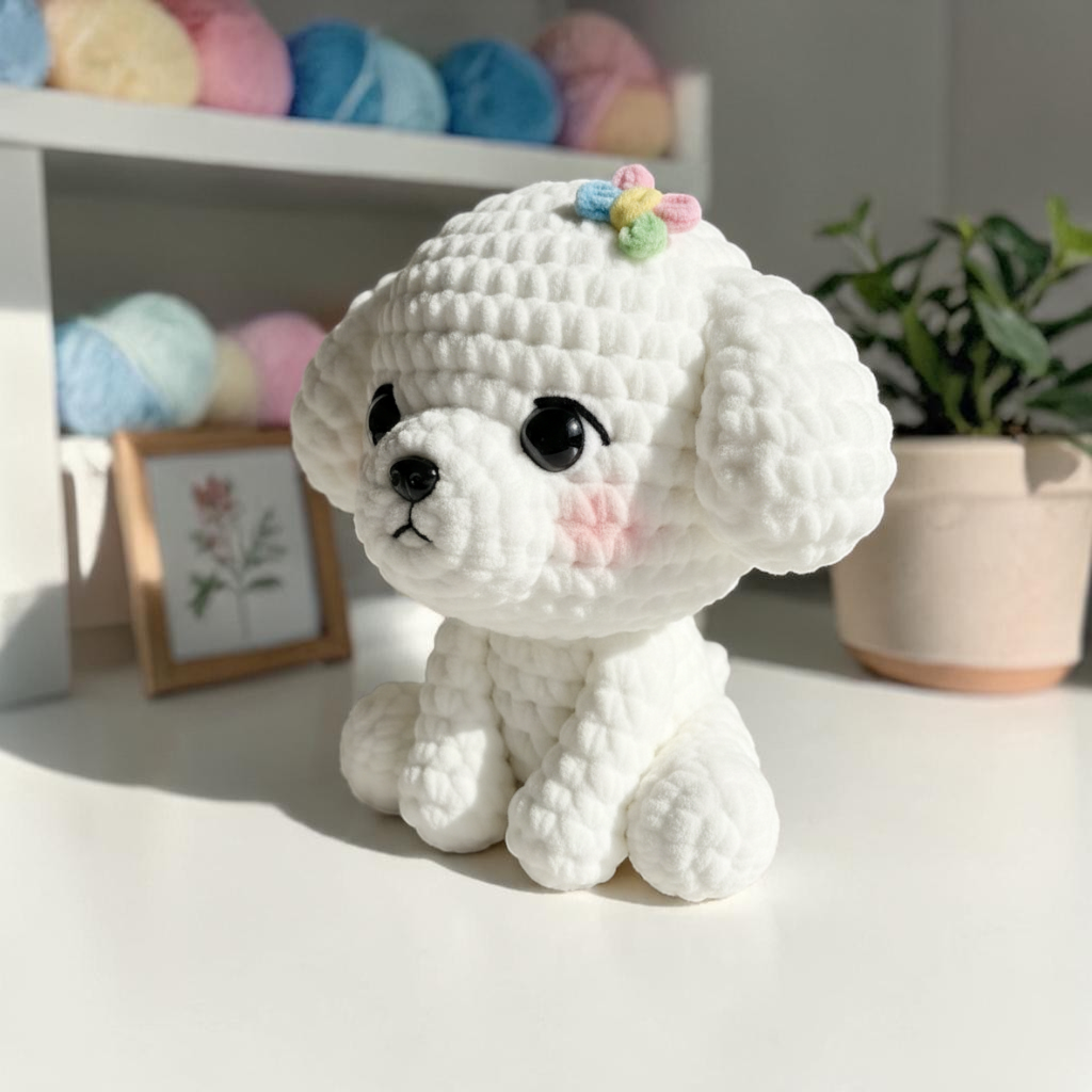 White Puppy Crochet Pattern PDF, Cute Dog Amigurumi Pattern