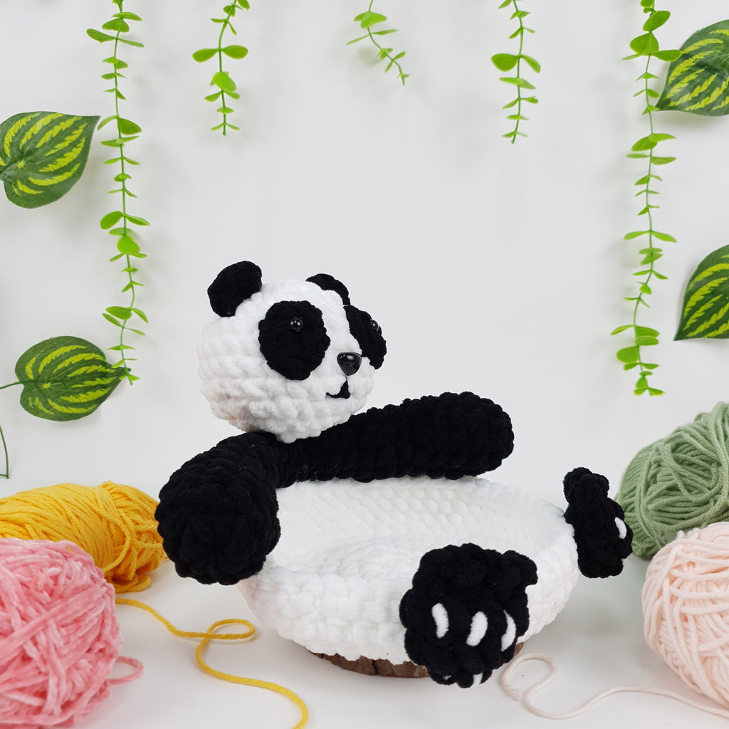 Panda Basket Crochet Pattern PDF, Cute Panda Storage Basket Amigurumi Tutorial