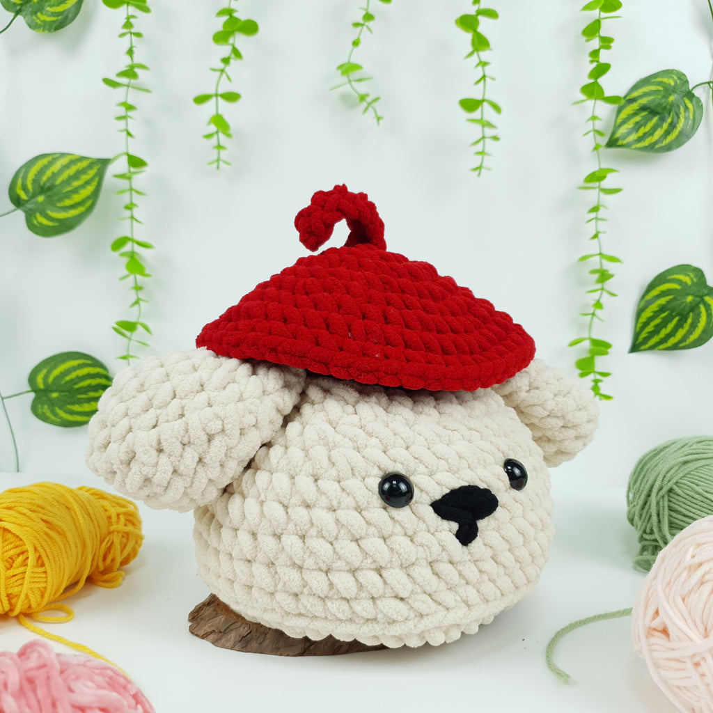 No Sew Pudding Dog Crochet Pattern PDF, Cute Dog Basket Crochet Tutorial