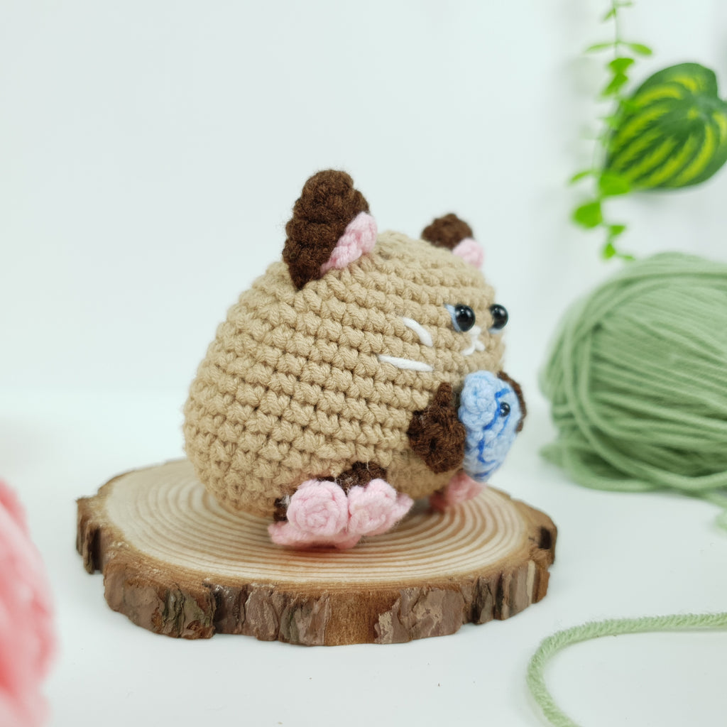 Brown Cat Crochet Pattern PDF, Cute Chubby Cat Amigurumi Tutorial