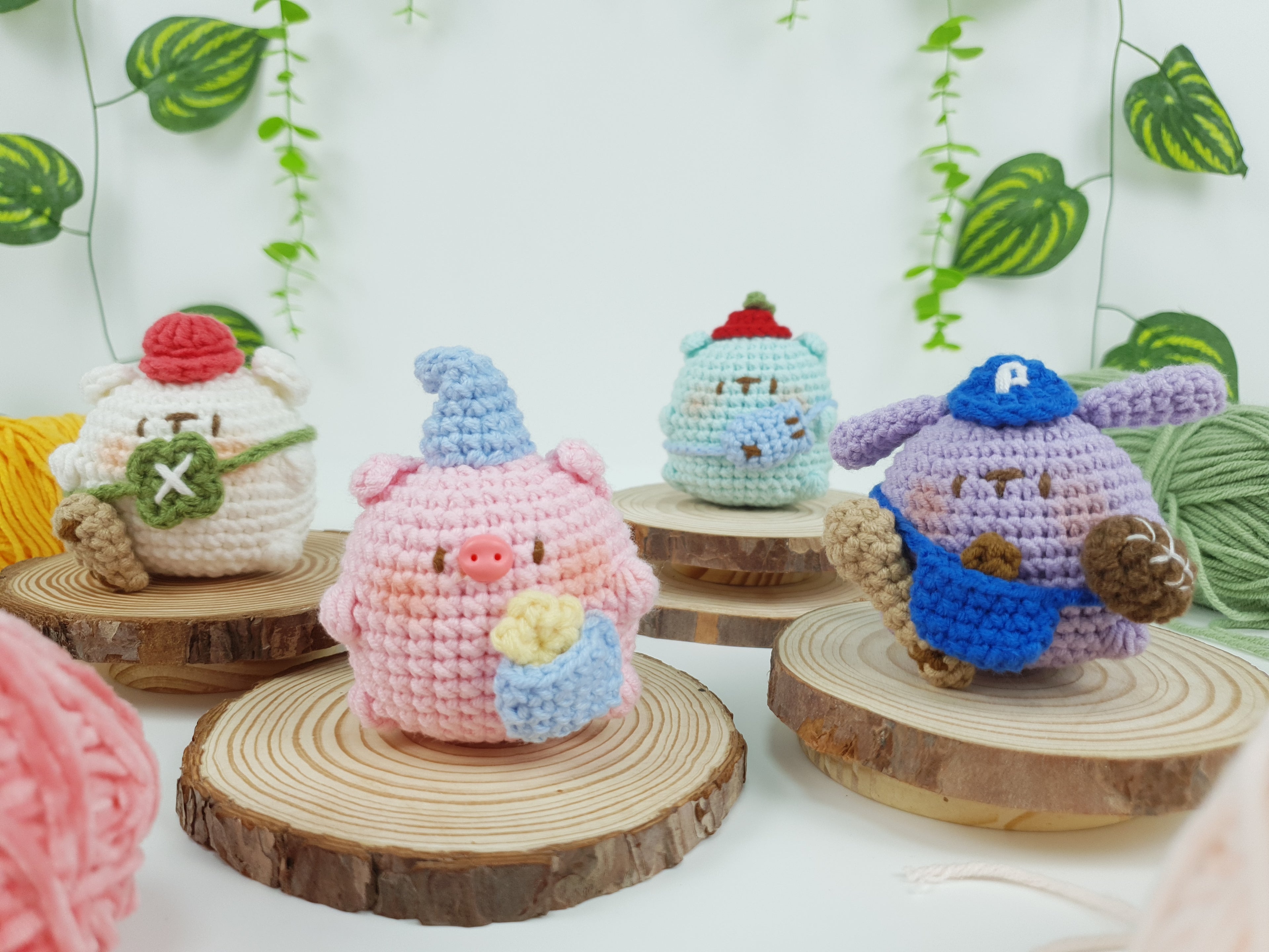 Set of 4 Chubby Cuties Crochet Pattern PDF, Cute Mini Animal Bundle