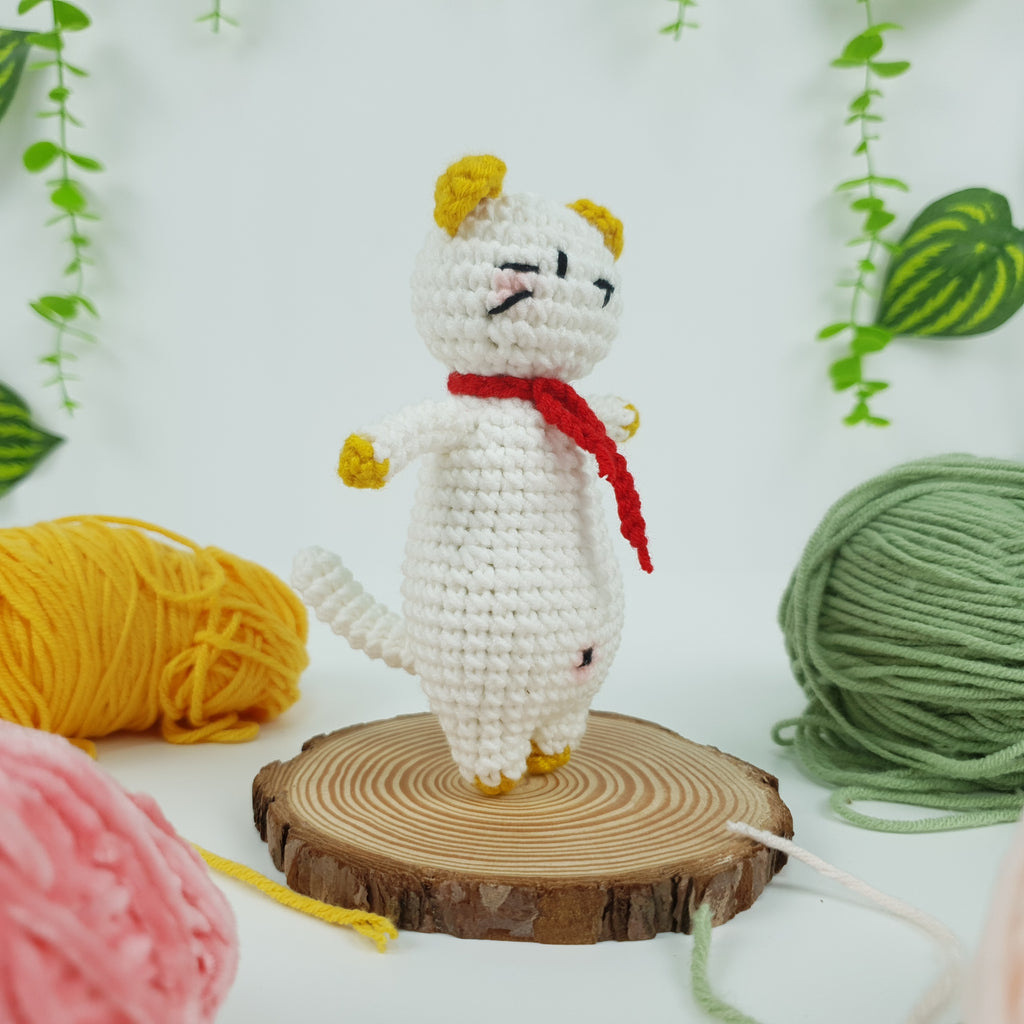 White Cat Crochet Pattern PDF, Cute Standing Cat Amigurumi, Kawaii Kitty Crochet Tutorial,