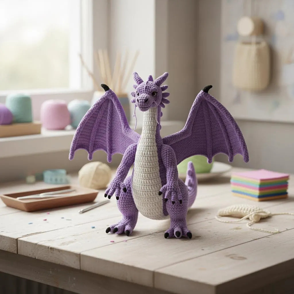 Amigurumi Dragon Crochet Pattern Bundle, Blue & Purple Fantasy Plush (PDF Pattern)