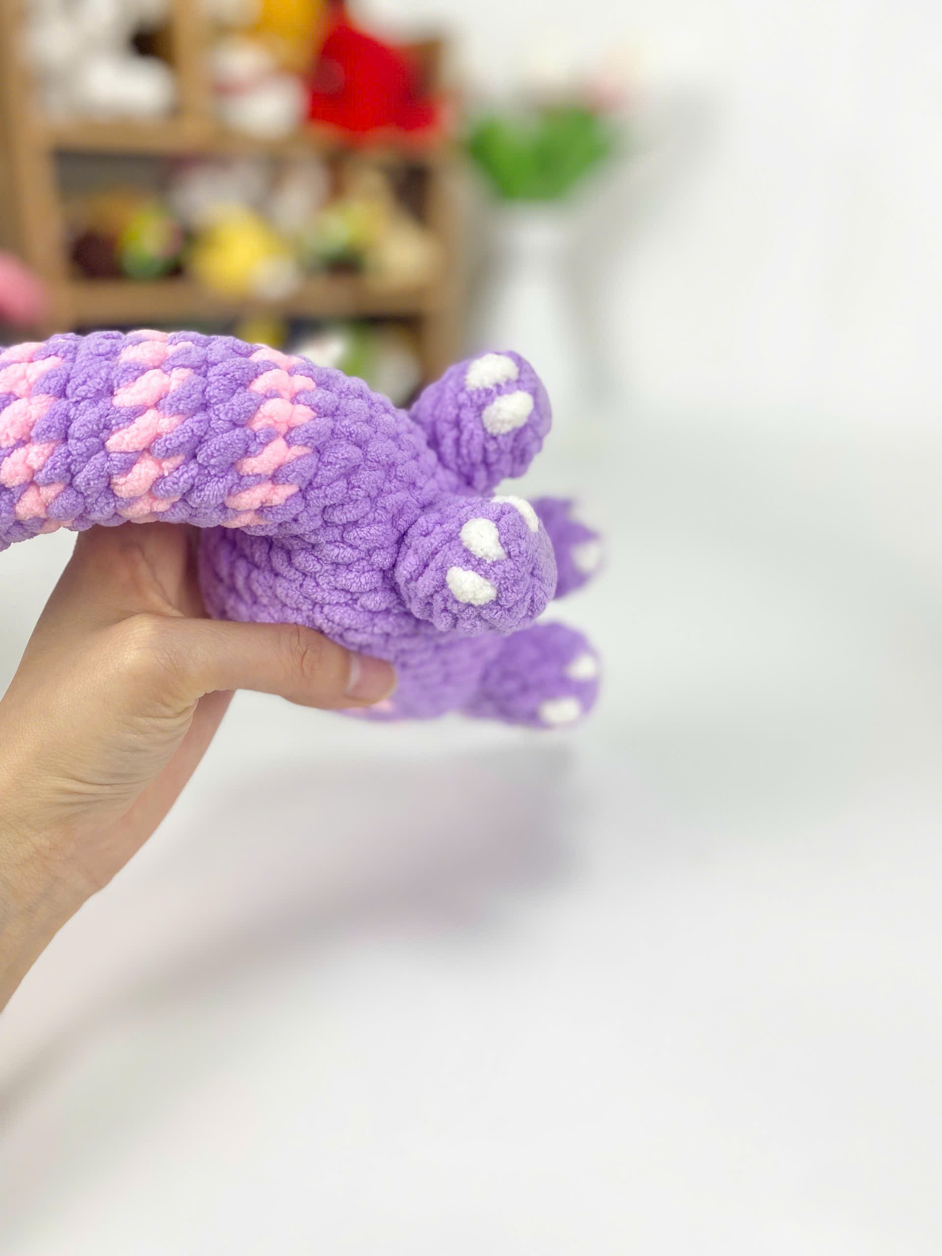 Purple Dragon Crochet Pattern: Amigurumi Dinosaur PDF Tutorial