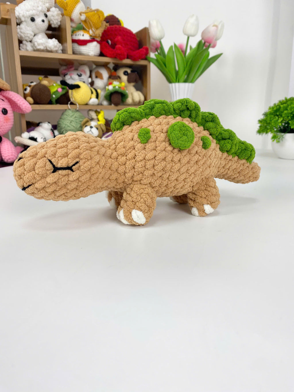 Cute Crochet Stegosaurus Pattern, Sleepy Dinosaur Amigurumi (PDF)