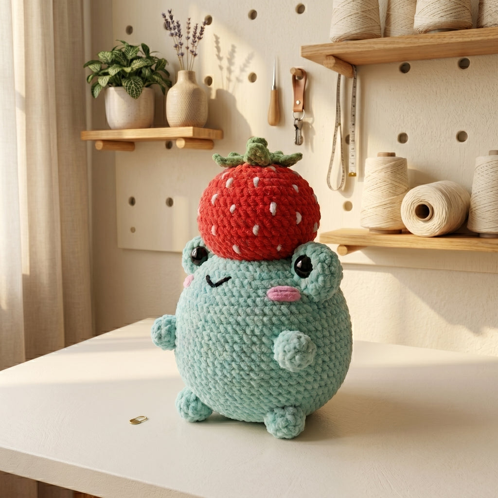 Strawberry Frog Crochet Pattern Bundle PDF, 4 Cute Amigurumi Frog Designs, Kawaii Plush Digital Download