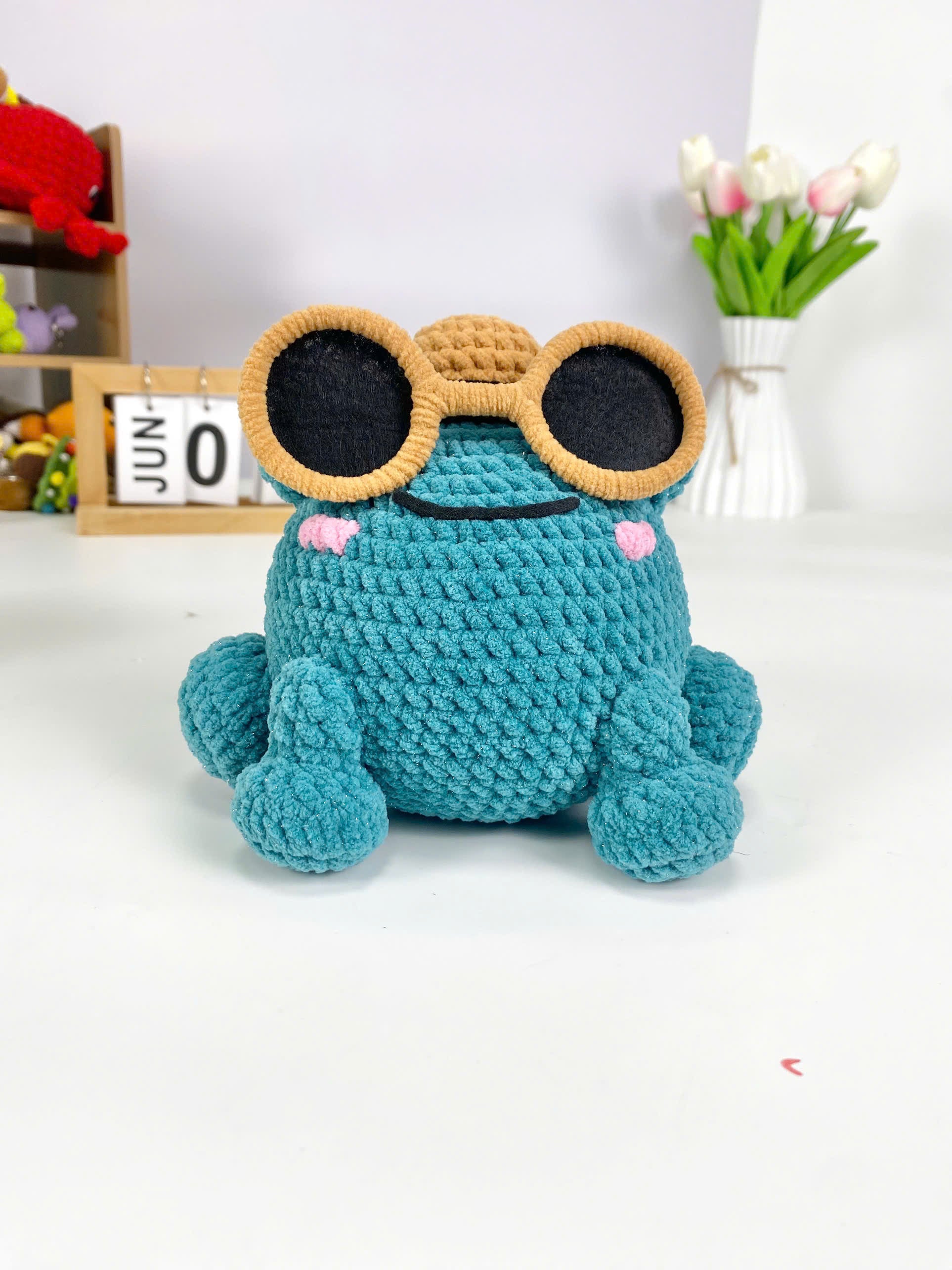 Crochet Sunglasses Frog Pattern: Amigurumi Plush Toy (PDF Pattern)