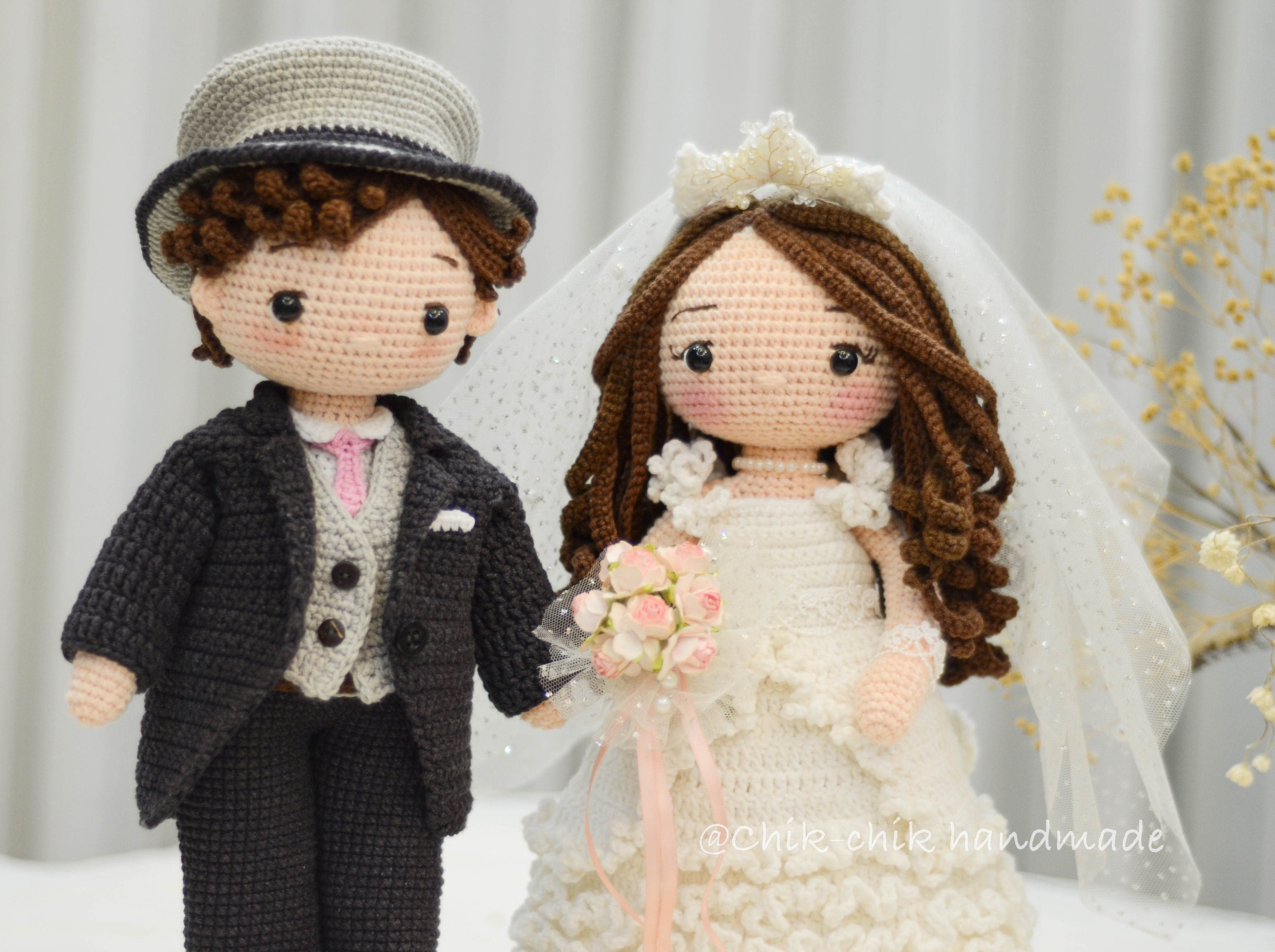 Crochet Wedding Couple Doll Pattern, Bride and Groom Amigurumi Doll, PDF Tutorial