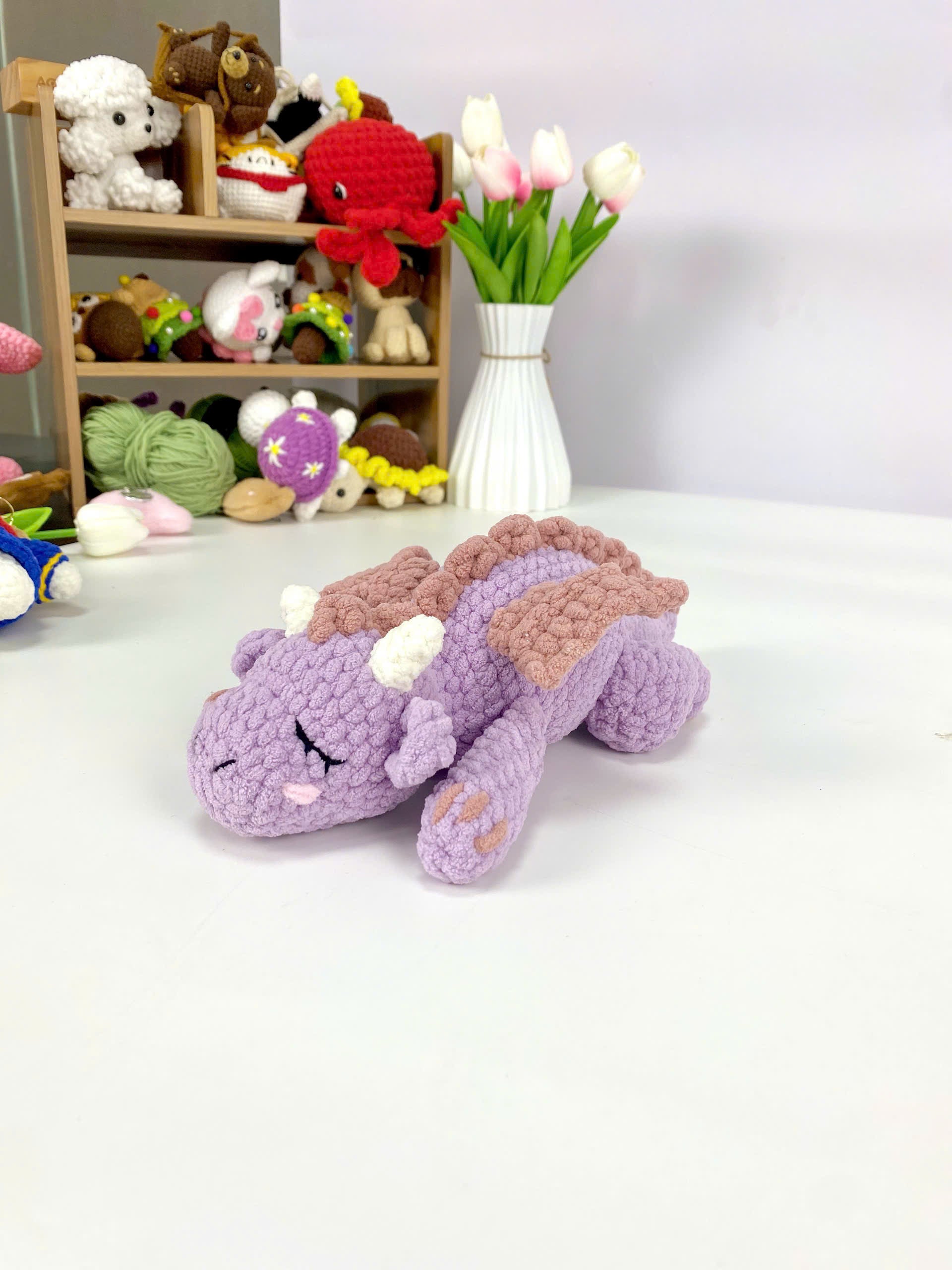 Dragon Amigurumi Crochet Pattern: Sleeping Plush Toy (PDF)