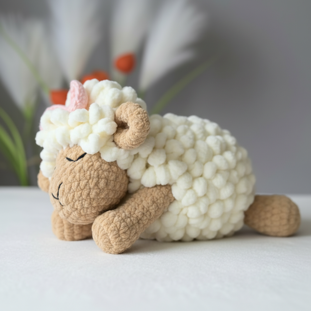 Sleepy Sheep Crochet Pattern, Cute Amigurumi Sheep, Easy Crochet Pattern, Plush Sheep Toy, Beginner Friendly Crochet PDF