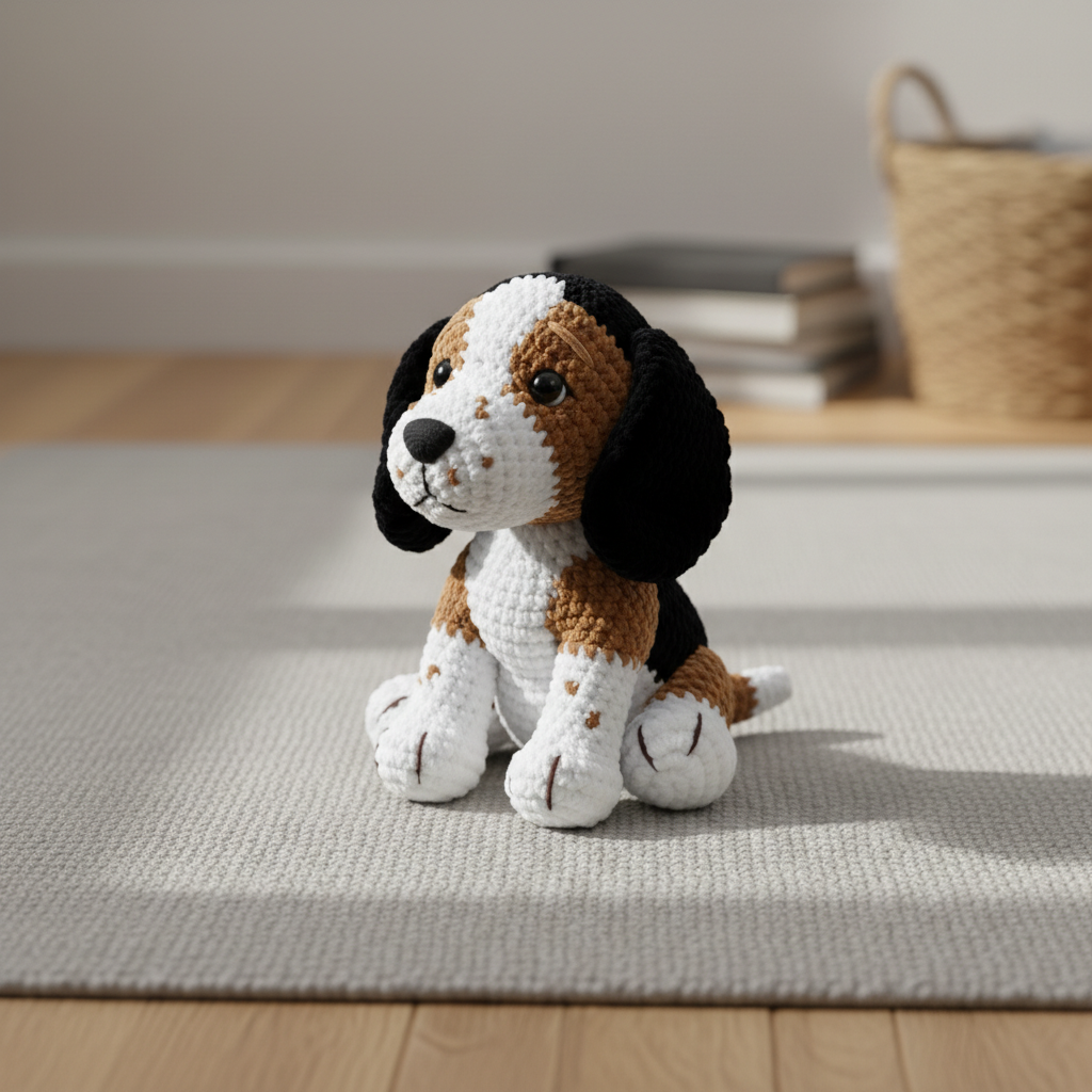 Amigurumi Puppy Crochet Pattern, Velvet Yarn Dog Toy (PDF Pattern)