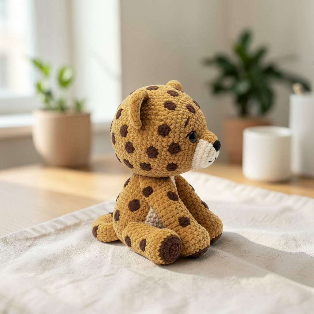 Little Leopard Crochet Pattern PDF, Amigurumi Leopard Plush, Cute Jungle Animal Crochet Pattern