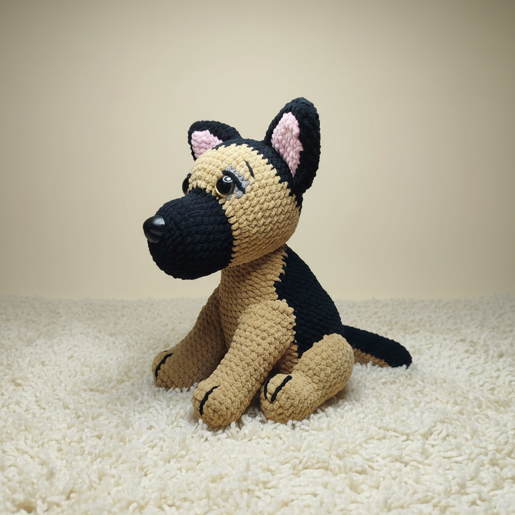 Dog Crochet Pattern, German Shepherd Amigurumi, Realistic Dog Plush Pattern, Crochet Puppy Toy, Advanced Crochet Pattern PDF