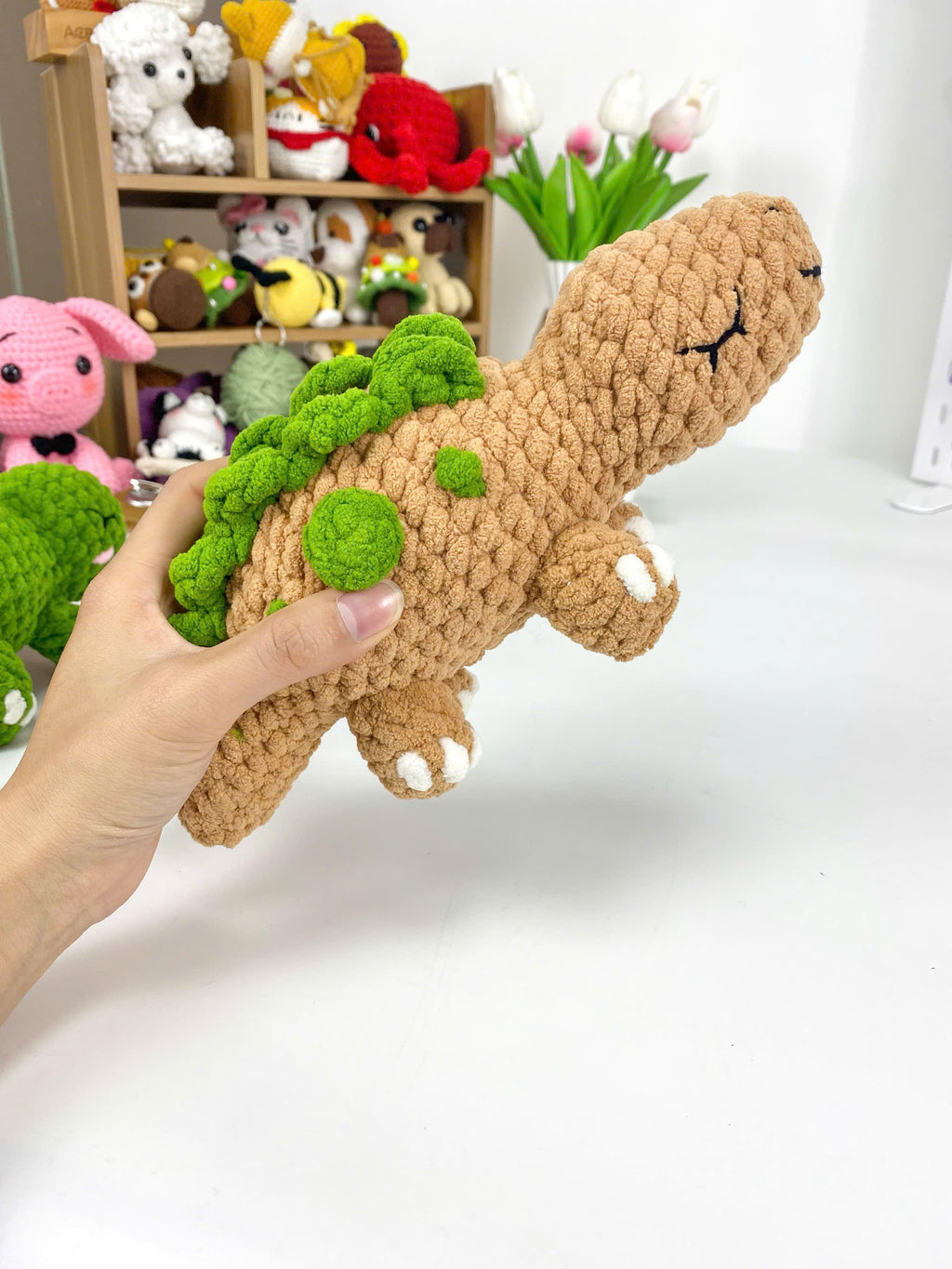 Cute Crochet Stegosaurus Pattern, Sleepy Dinosaur Amigurumi (PDF)