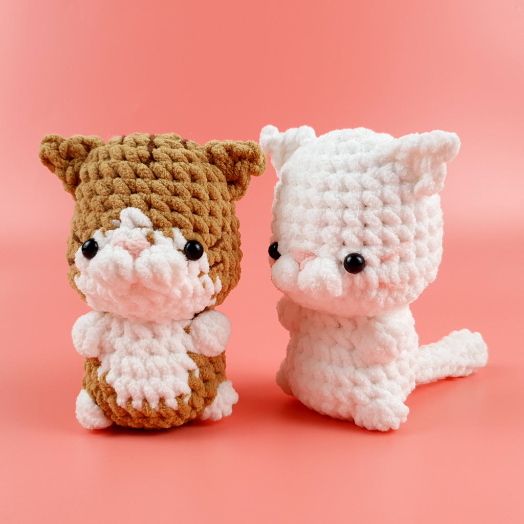 Cat Couple Crochet Pattern PDF, Brown and White Plush Cat Tutorial, Cute Amigurumi Gift Pattern