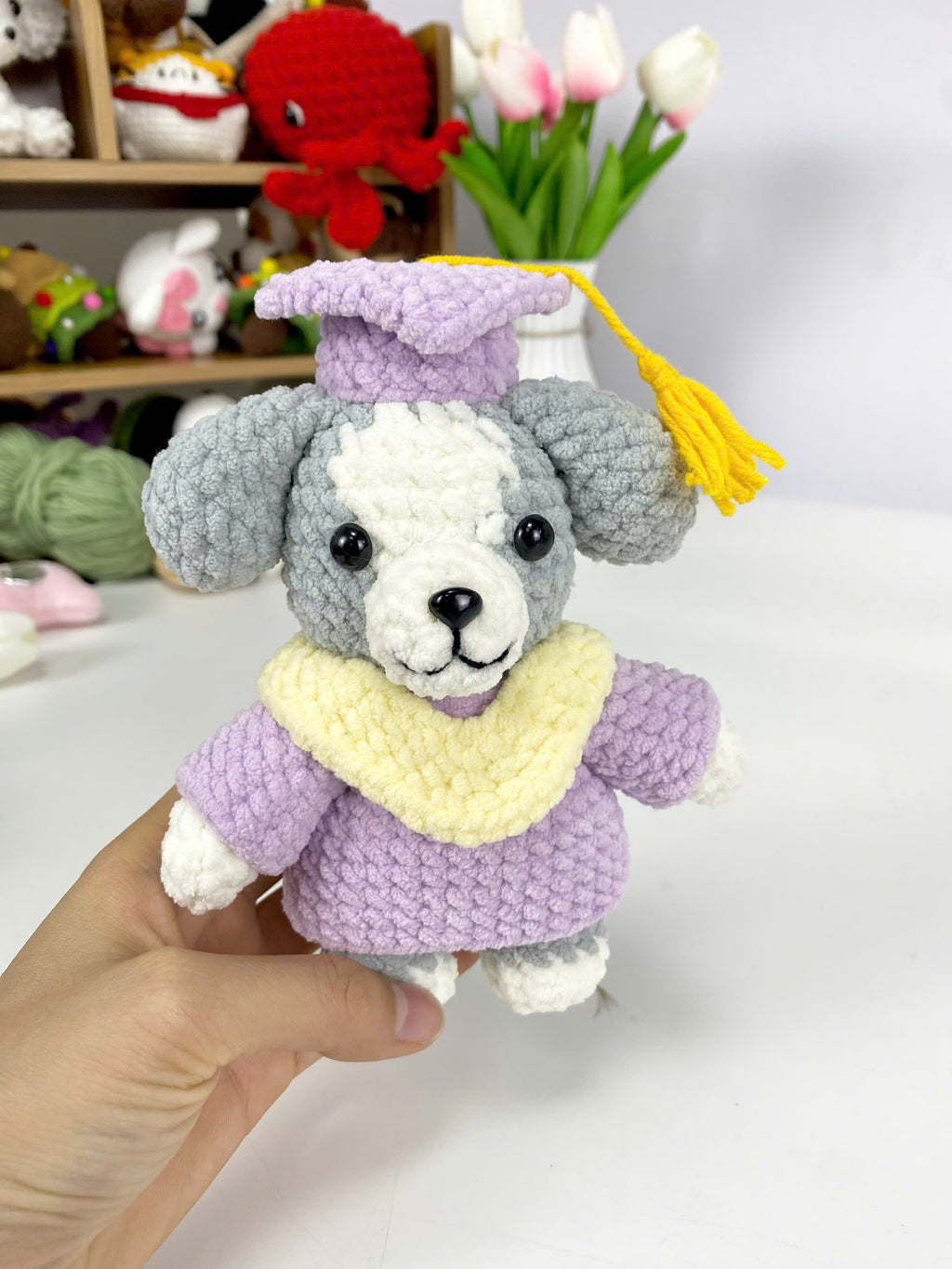 Bachelor Dog Crochet Pattern: Amigurumi Graduation Puppy Toy (PDF Pattern)