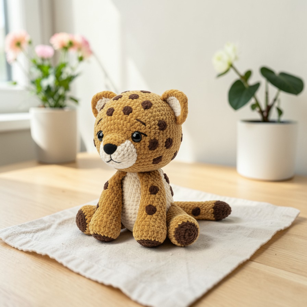 Little Leopard Crochet Pattern PDF, Amigurumi Leopard Plush, Cute Jungle Animal Crochet Pattern