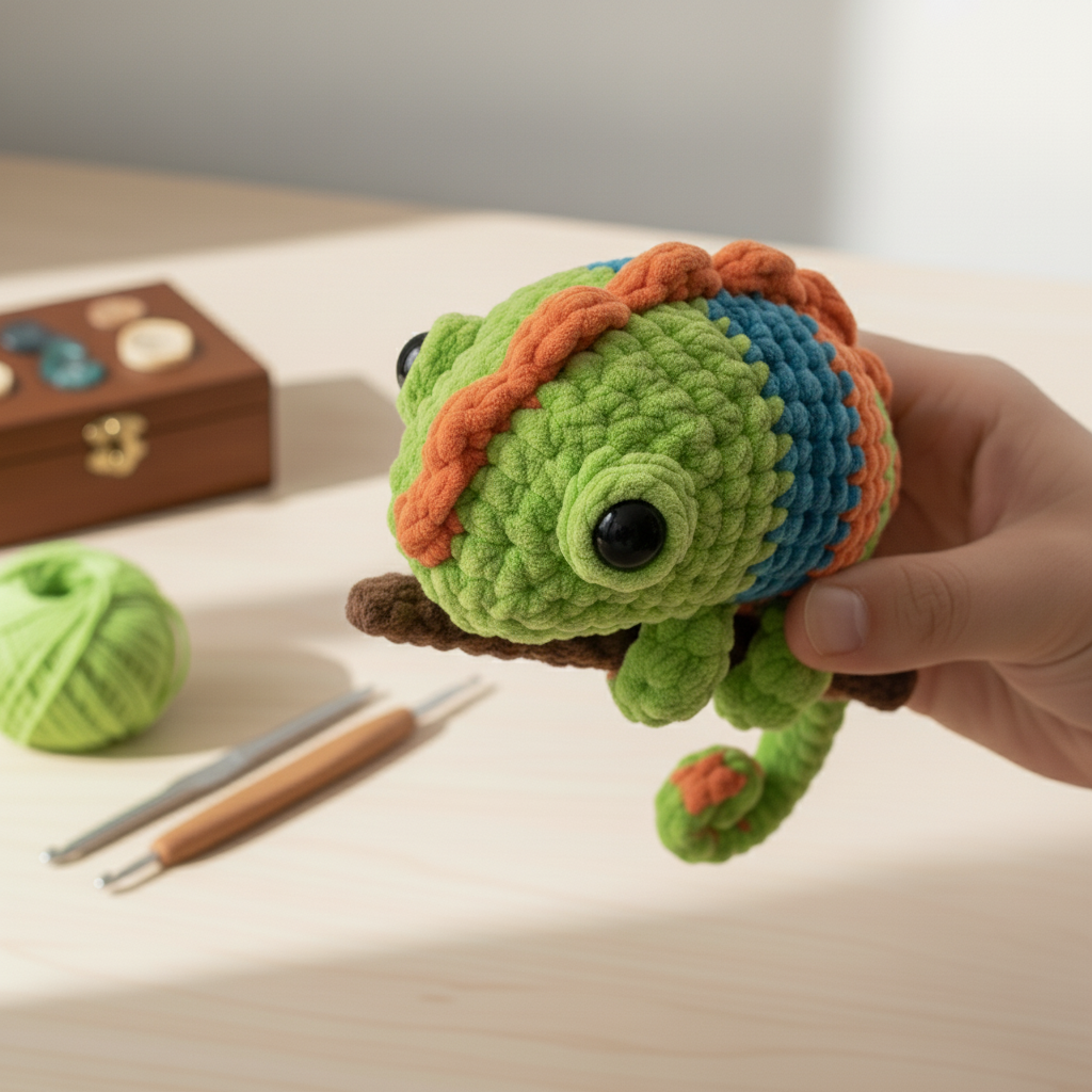 Chameleon Crochet Pattern, Amigurumi Chameleon Pattern, Cute Colorful Lizard Crochet