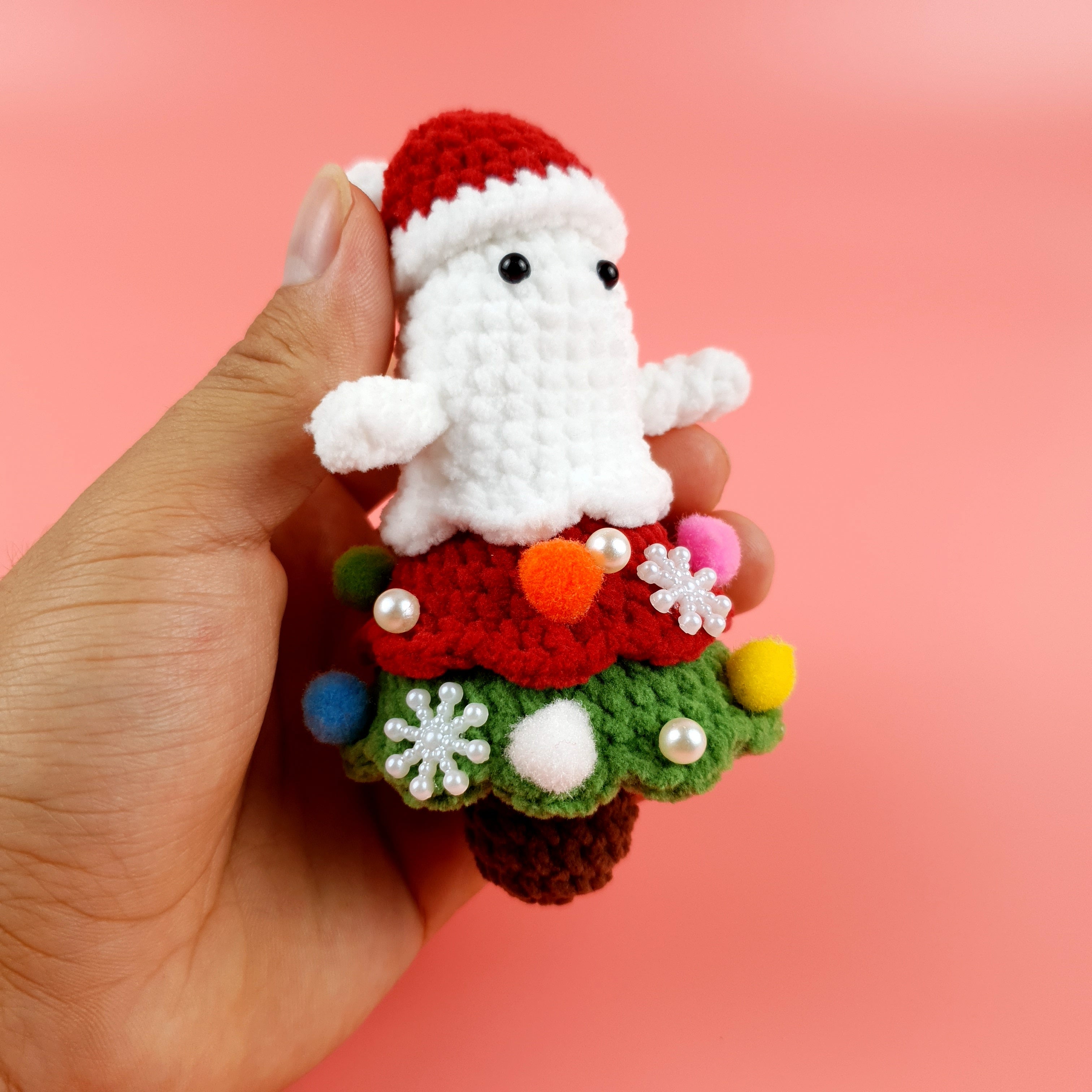 Ghost Christmas Tree Crochet Pattern PDF, Cute Ghost Amigurumi, Holiday Ornament Crochet Tutorial