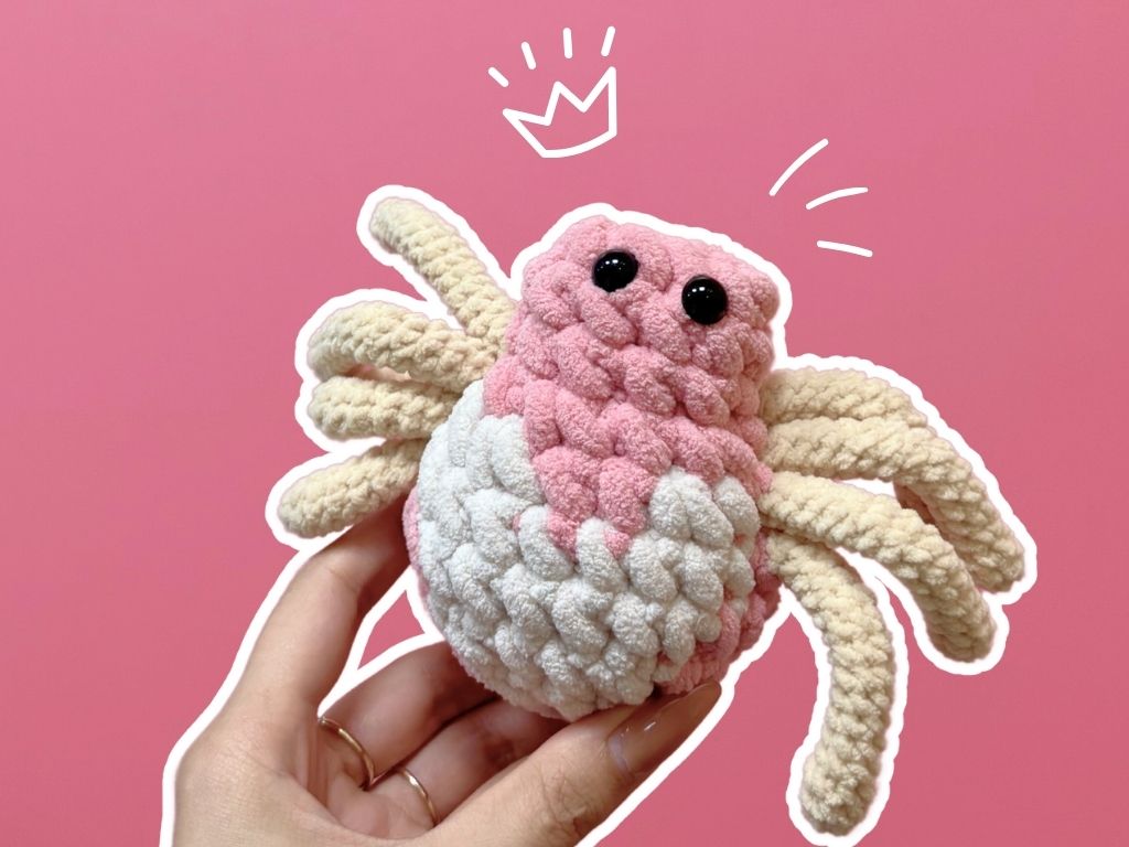 Heartfelt Spider Crochet Pattern PDF, Cute Pink Spider Amigurumi Tutorial, Chunky Plush Spider Pattern