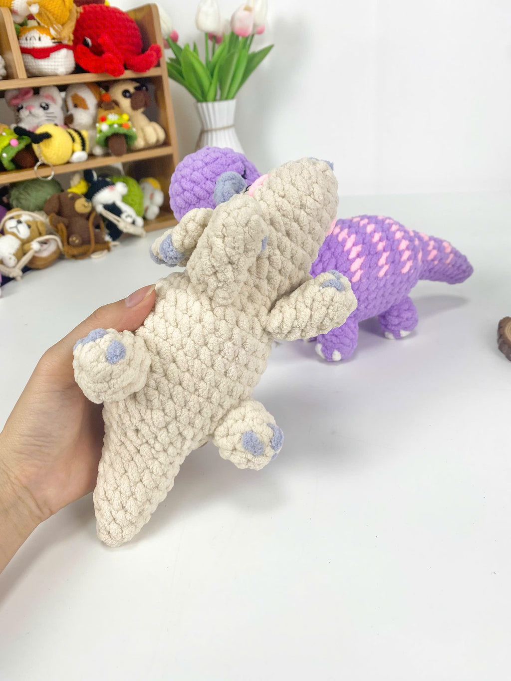 Purple Dragon Amigurumi Crochet Pattern: Triceratops Dinosaur (PDF Pattern)