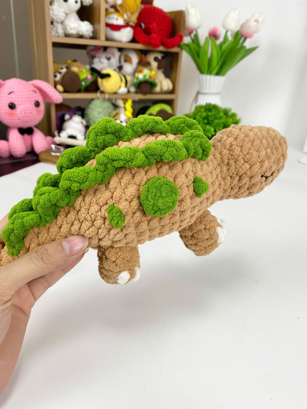 Cute Crochet Stegosaurus Pattern, Sleepy Dinosaur Amigurumi (PDF)