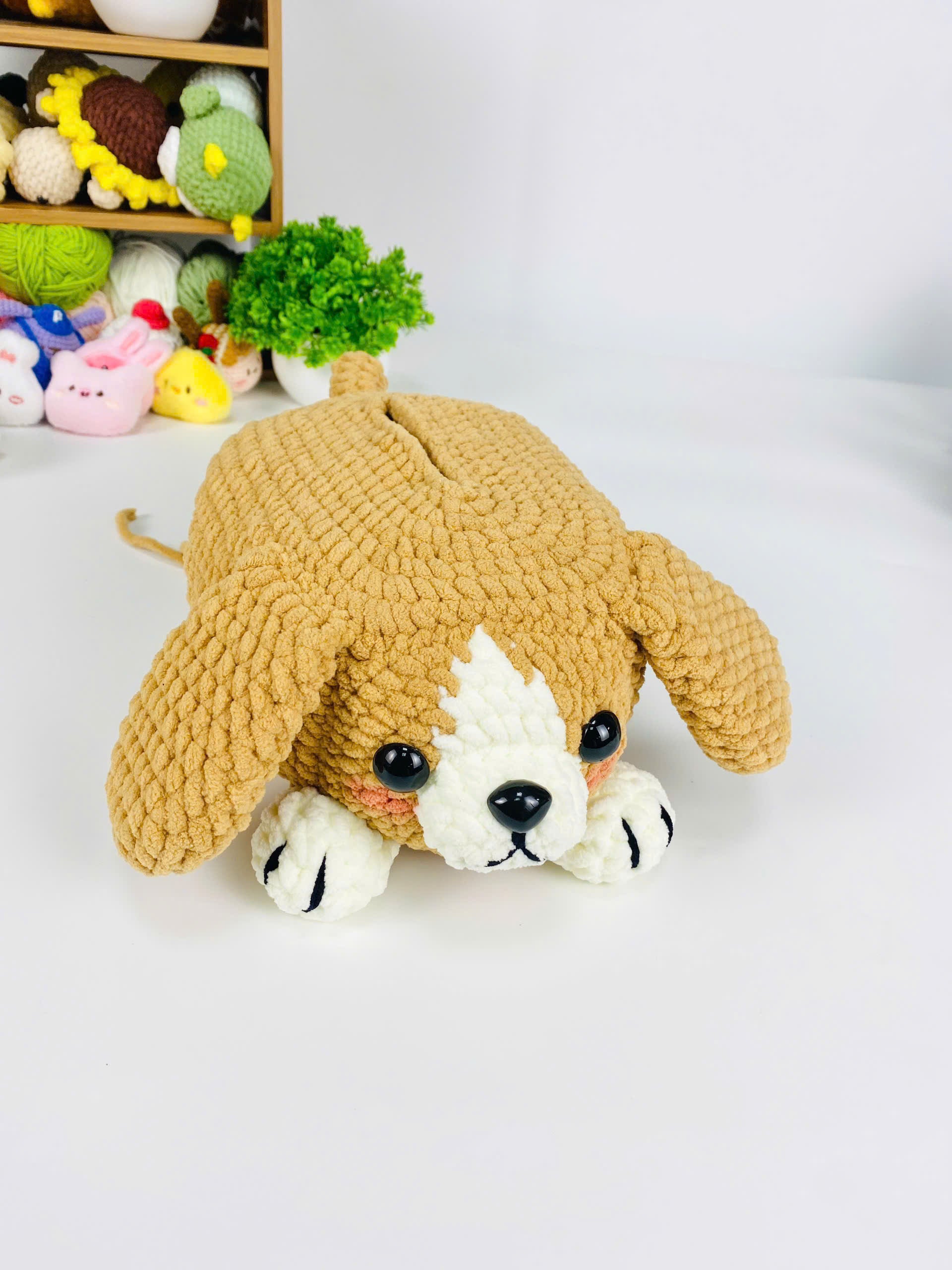 Dog Tissue Box Cover Crochet Pattern: Amigurumi PDF