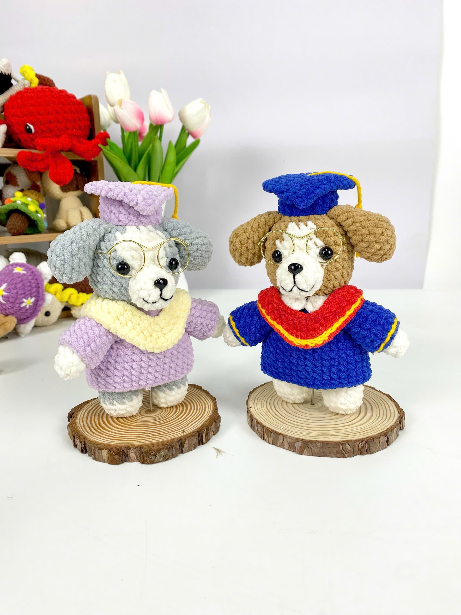 Graduation Dog Amigurumi Crochet Pattern: 2in1 Bundle (PDF Tutorial)