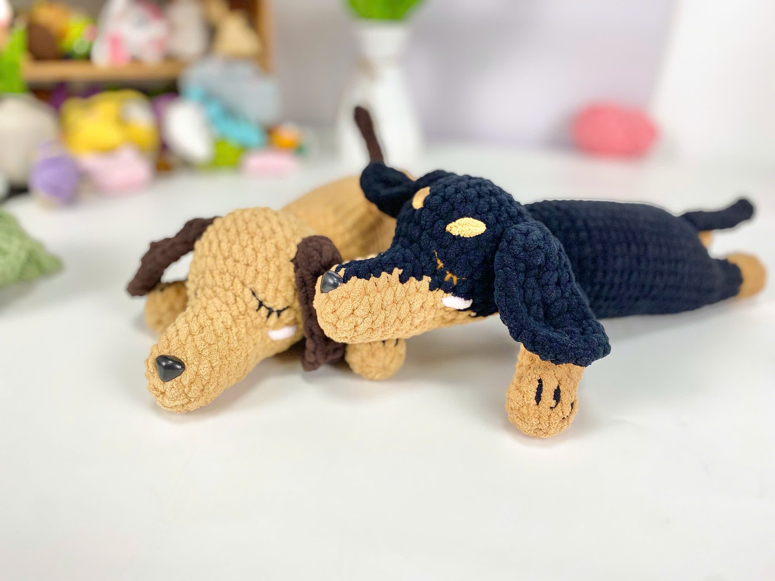 Dachshund Crochet Pattern PDF: Amigurumi Puppy Plushies (2 in 1)