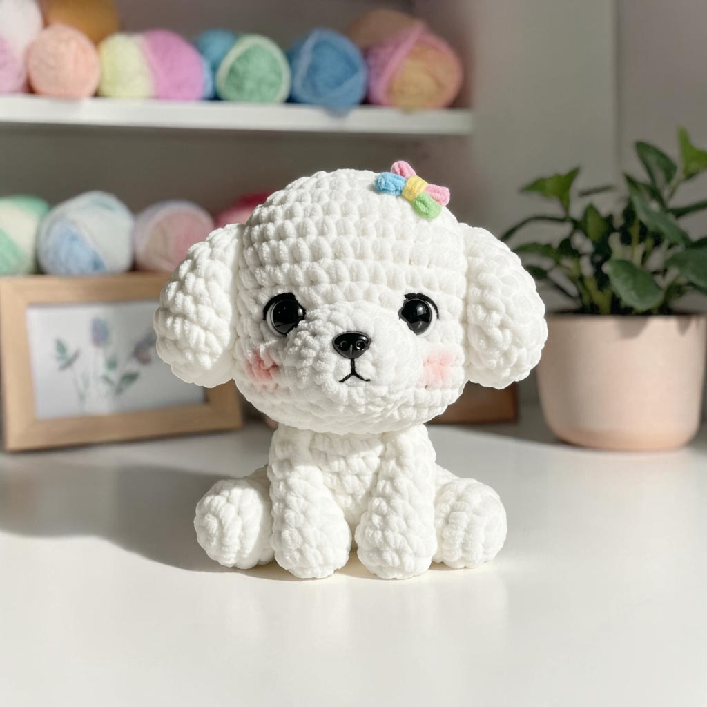 White Puppy Crochet Pattern PDF, Cute Dog Amigurumi Pattern