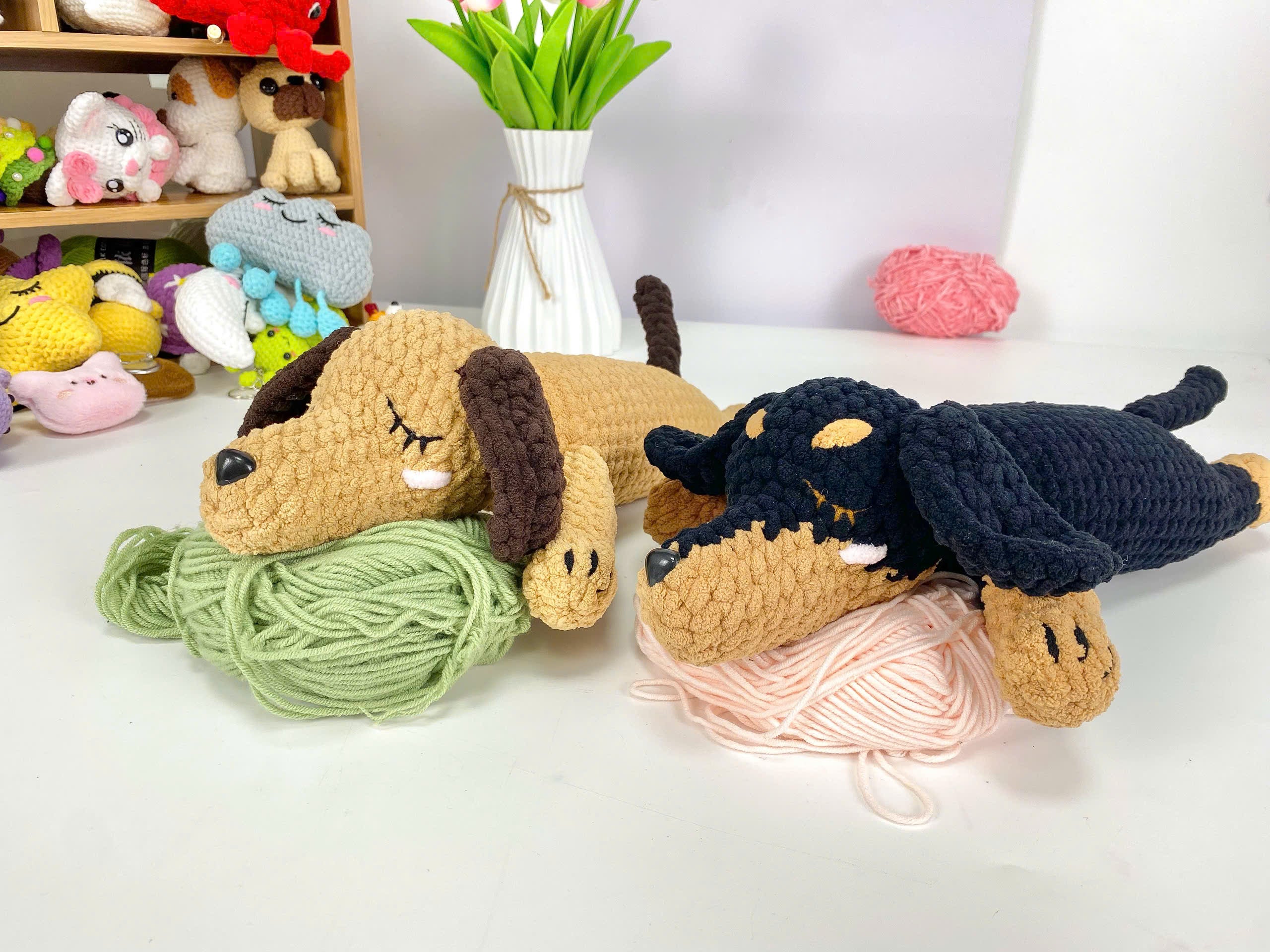 Dachshund Crochet Pattern PDF: Amigurumi Puppy Plushies (2 in 1)