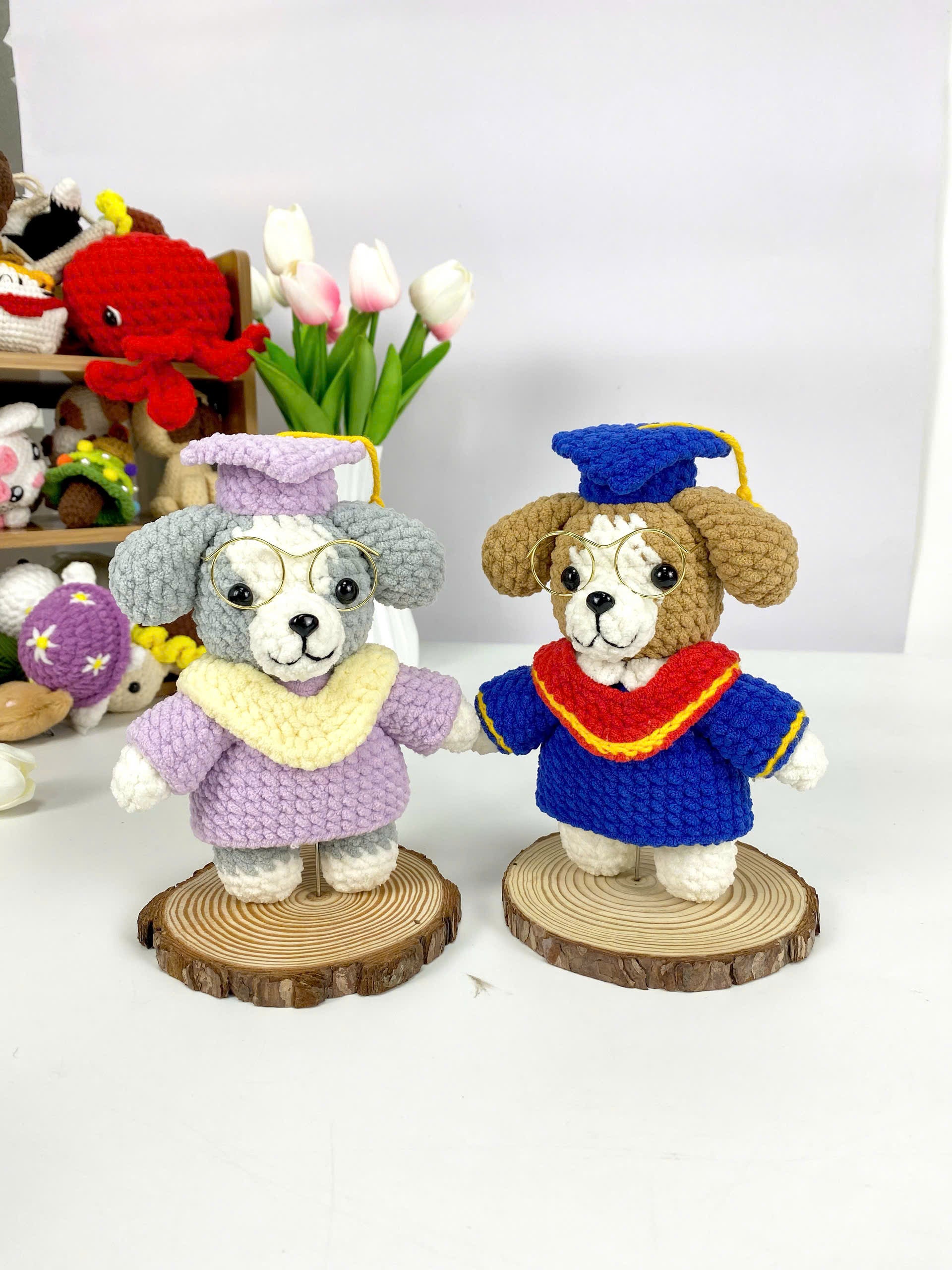 Graduation Dog Amigurumi Crochet Pattern: 2in1 Bundle (PDF Tutorial)