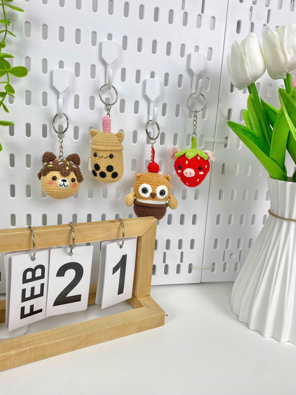 Amigurumi Food Keychain Crochet Pattern, Bear, Strawberry, Bubble Tea (PDF)