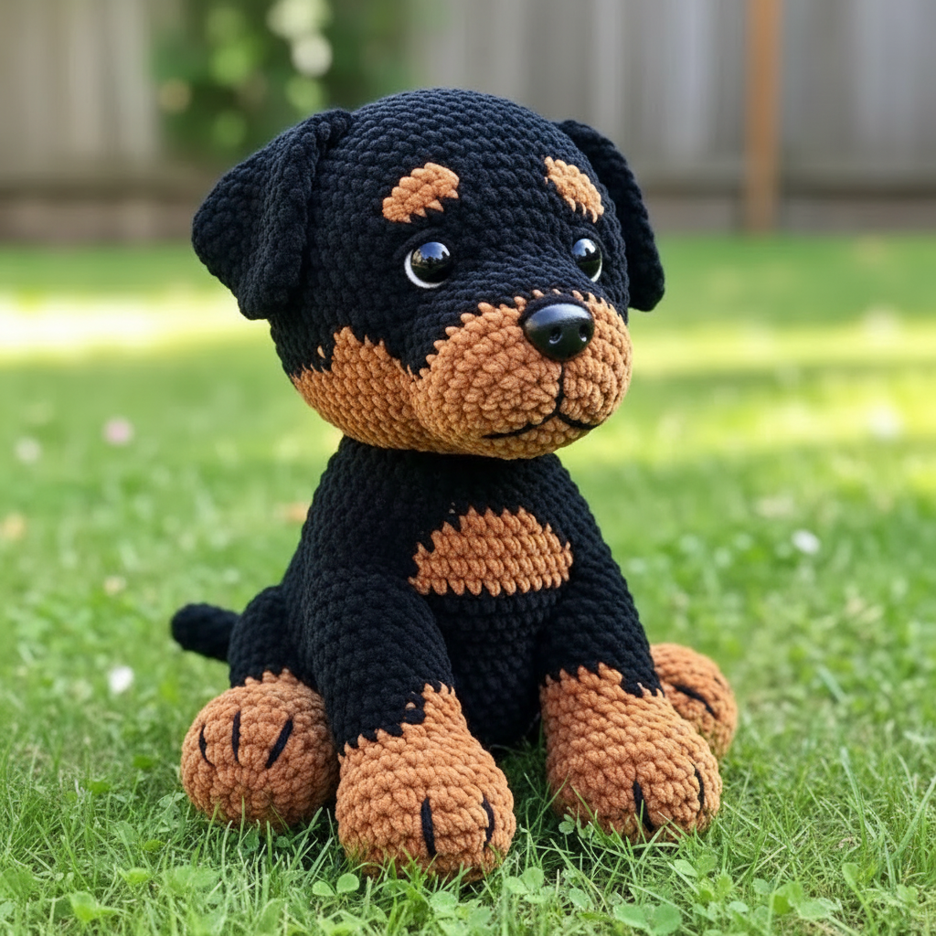 Rottweiler Crochet Pattern, Dog Amigurumi PDF, Realistic Dog Plush Pattern