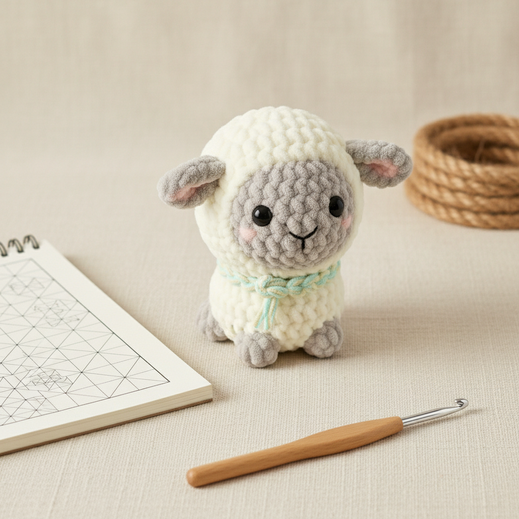 Sheep Crochet Pattern, Easy Amigurumi Sheep, Beginner Crochet Pattern