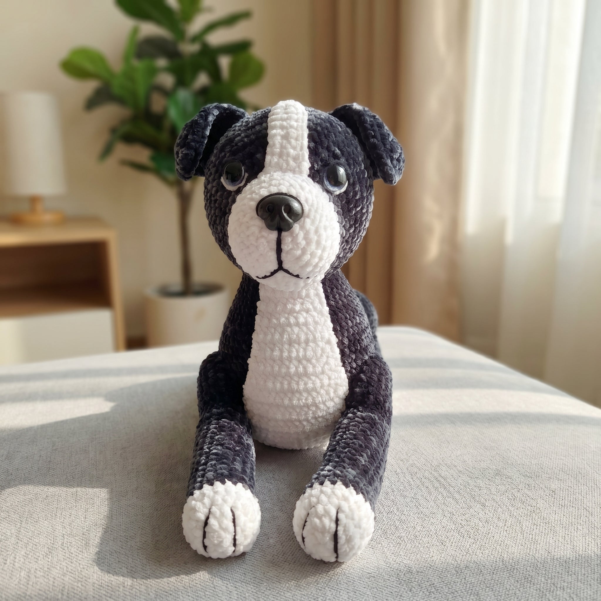 Black and White Dog Crochet Pattern PDF, Puppy Amigurumi Plush Tutorial